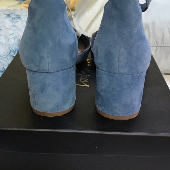 Lord & Taylor Blue Scalloped Ankle Strap Heels - Picture 3 of 8